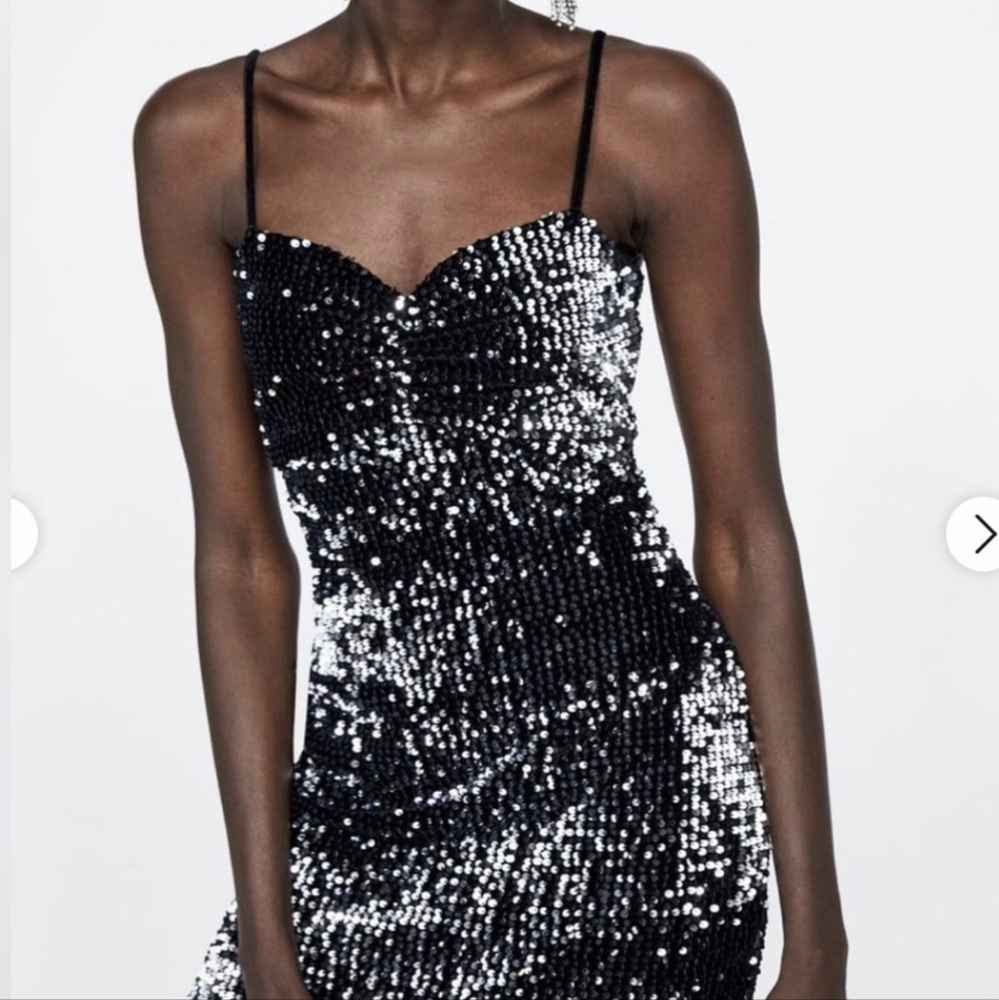 Zara Basic Black and Silver Sequin Embellished‎ M… - image 2